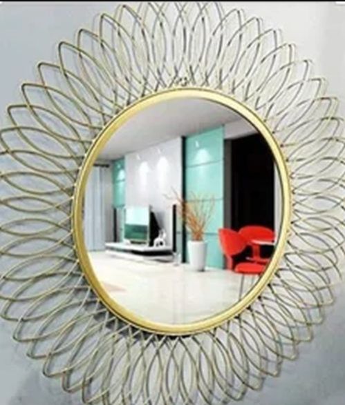 Mild Steel Polished Glass Designer Decorative Mirror, For Bathroom, Hotels, Household, Size : All Sizes