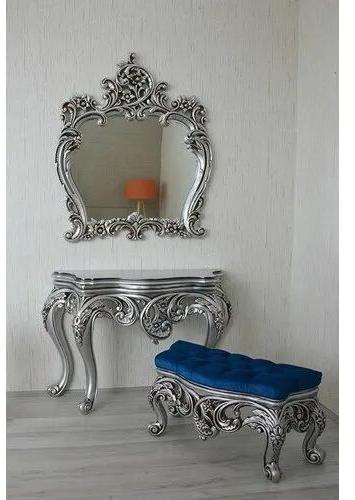 Wooden mirror frame, Color : Silver