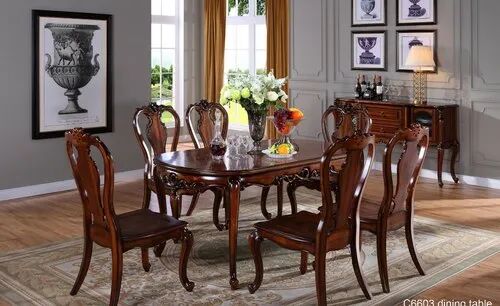 Oval Wooden Dining Table Set