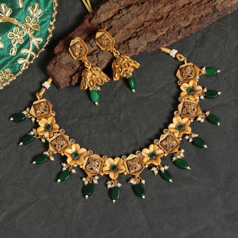 Heart Shaped Rose Gold Antique Necklace Set