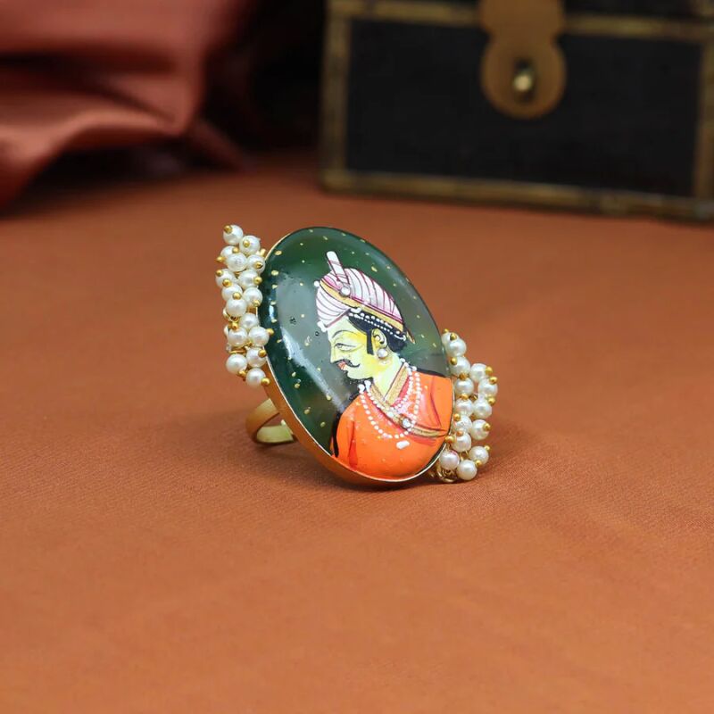 Multi Color Kundan Meenakari Finger Ring