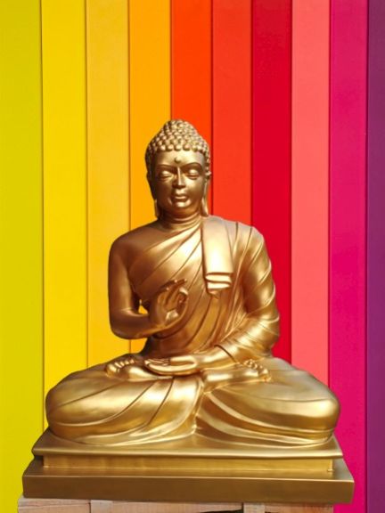 4feet Brass Budha Statue, for Garden, Home, Office, Shop, Style : Antique
