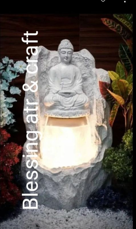 Fiber LED Budh Pahad water fountain, for Garden, Lighting Color : Multicolor