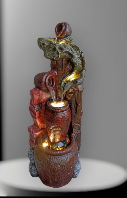 Multicolor Electric Antique Led Polished Fibre Matki Water Fountain, For Outdoor Use