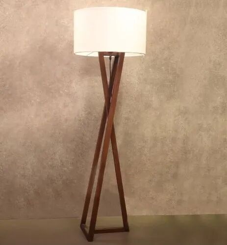LED Wooden Floor Lamp, Color : Brown, White