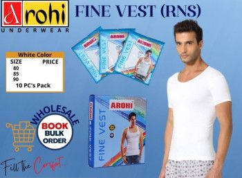 AROHI Plain Round RNS COTTON Vest, Size : 80cms, 85cms, 90cms