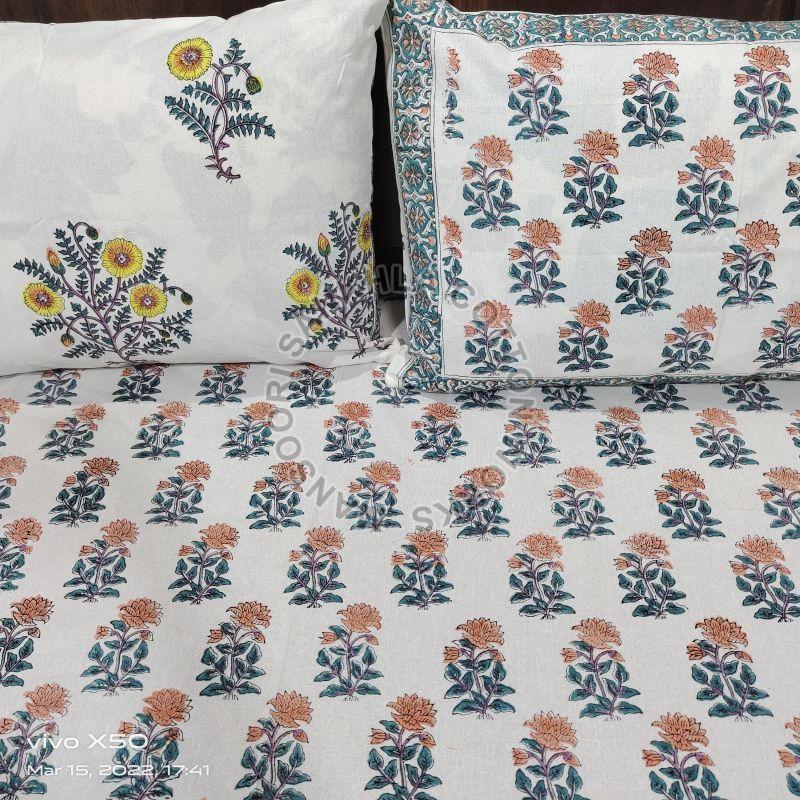 Multicolor Indian Cotton Hand Block Bed Sheet, for Home, Pattern : Printed