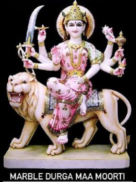 Plain marble durga murti, for Worship, Temple, Interior Decor, Office, Home, Gifting, Garden, Packaging Type : Thermocol Box