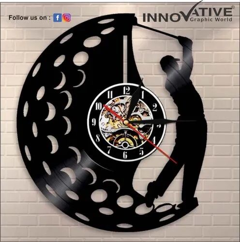 Customized Designer Acrylic Wall Clock, Color : Black