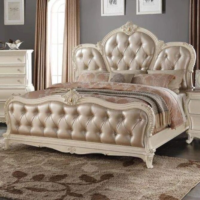 Wooden King Size Bed, Color : Beige