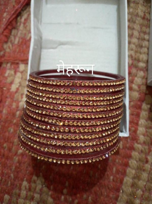 Maroon Jarkan Stone Bangles, Feature : Unique Color, Shiny Look, Finely Finished