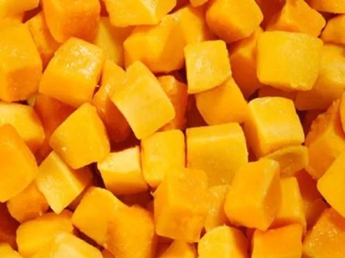 Orange Common Frozen Mango Dice, for Human consumption, Feature : Non Harmful