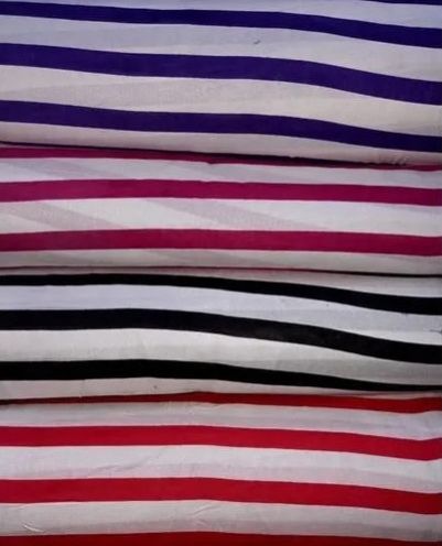 Cotton Striped Rayon Fabric, for Making Garments, Feature : Attractive Designs, Fine Finishing