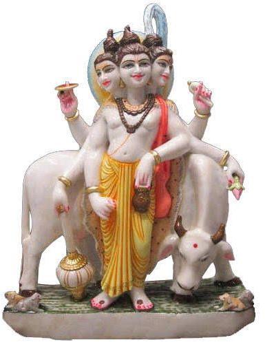 Marble Dattatreya Statue, for Worship, Temple, Color : Multi Color