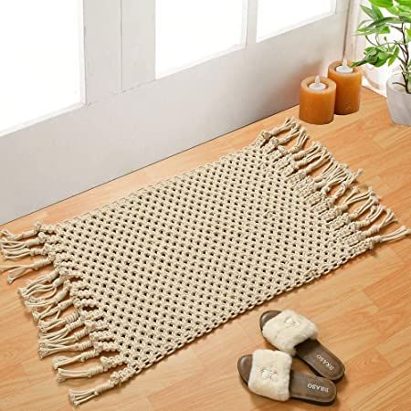 Plain Cotton Macrame Floor Mat, Size : Standard