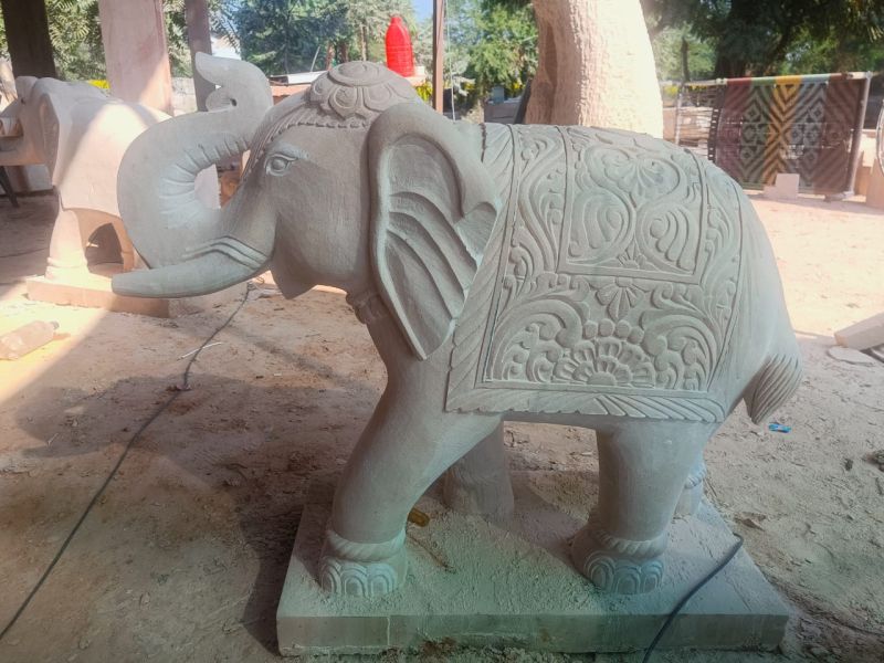 Polished Pink Sandstone Elephant, For Decoration, Size : Customized