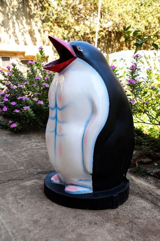 Standing FRP Penguin Dustbin, Pattern : Plain