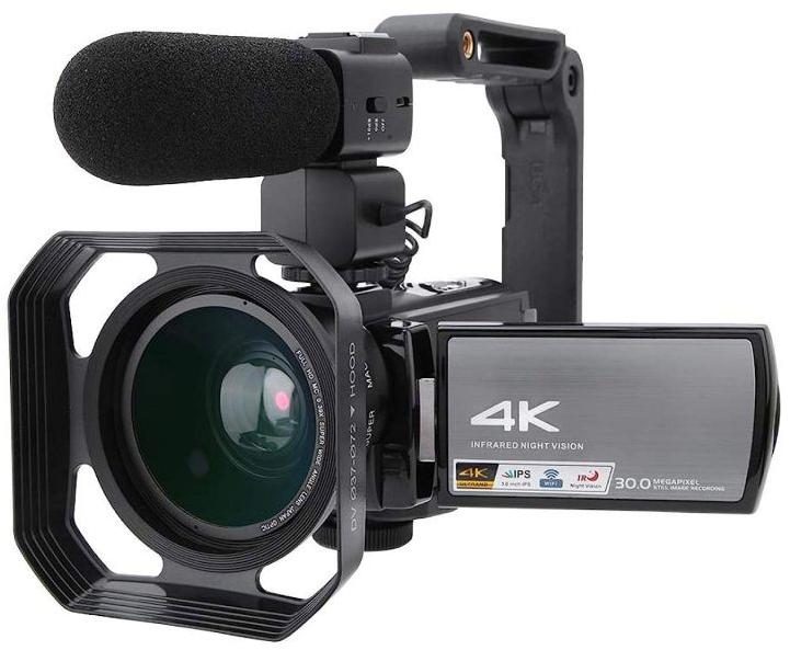 Video Camera Camcorder, HDR 4K UHD 30MP 16X Digital Zoom WiFi IR Night Vision Video Vlogging Camera