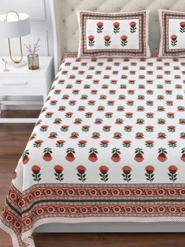 Multicolor Jaipuri Cotton King Size Bedsheets, for Lodge, Hotel, Home, Size : Multisizes