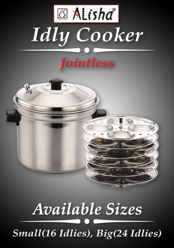 Stainless Steel Alisha Idly Cooker Jointless, for Idli Steaming, Feature : Durable, Easy To Use, Light Weight