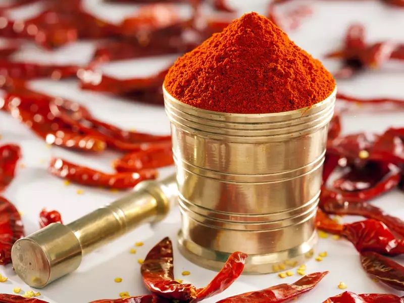 Guntur Blended Organic Dry Red Chilli Powder, For Cooking, Spices, Food Medicine, Cosmetics, Packaging Type : Plastic Pouch
