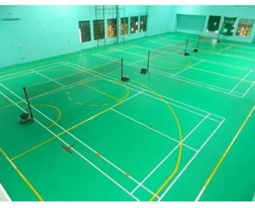 Glossy PU Badminton Court Flooring, Color : Green