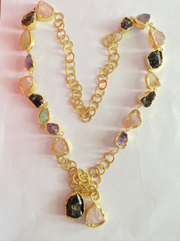 Multi Color Gemstone Rough Stone Necklace, Style : Antique
