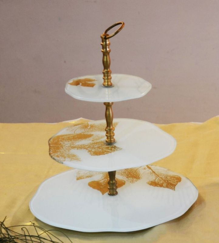 Triple Tier Autumn Cake Stand, Size : 30x37 cm
