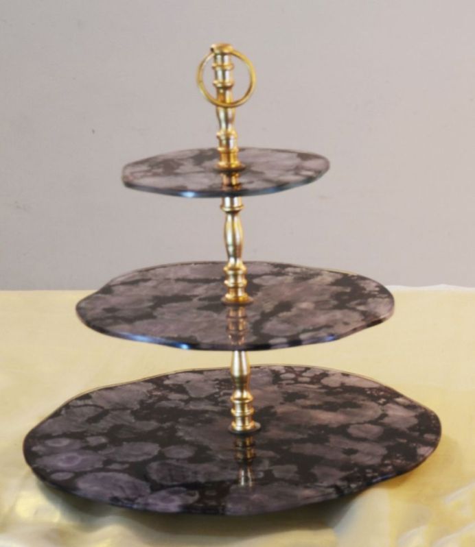 Triple Tier Marble Cake Stand, Size : 30x37 cm