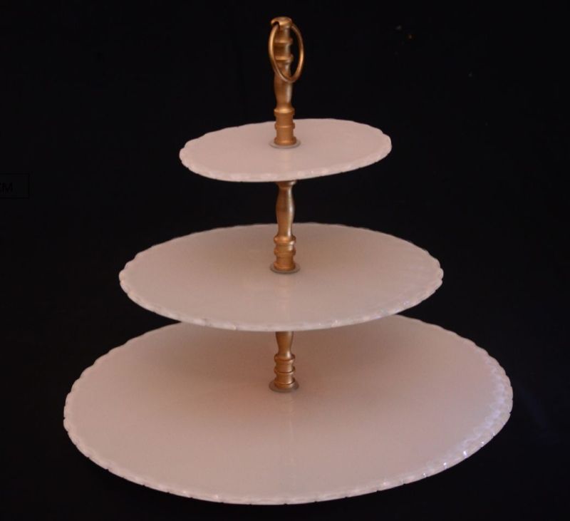 Triple Tier White Cake Stand, Size : Standard