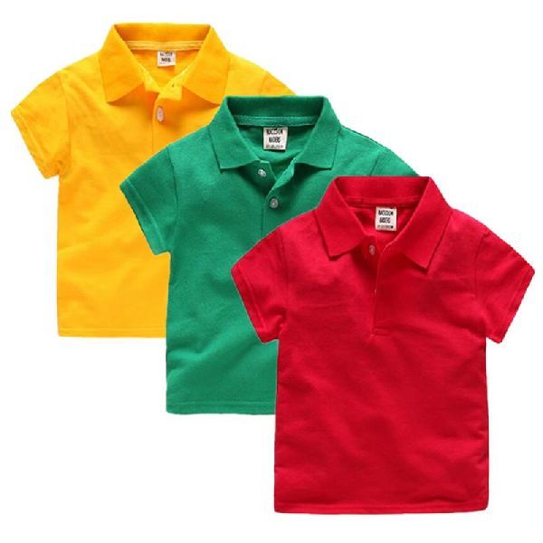 Cotton Plain Kids Polo T-Shirts, Sleeve Style : Half Sleeve