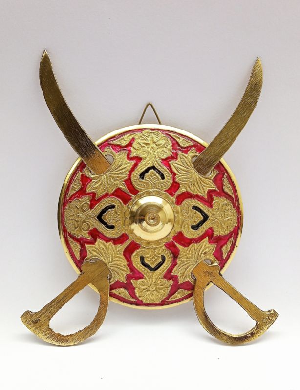 Brass Polished sword shield set, Style : Antique