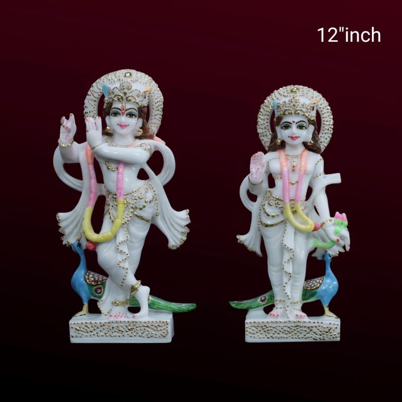 White 12 Inch Radha Krishna Statue, for Office, Home, Gifting, Garden, Religious Purpose