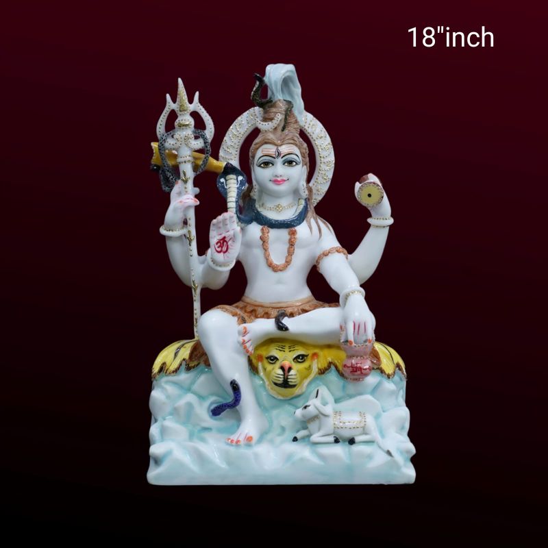 18 Inch Marble Shiva Statue, for Temple, Shop, Office, Home, Garden, Packaging Type : Carton Box