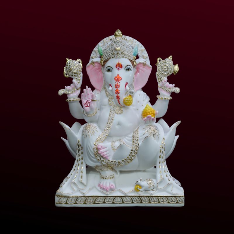 24 Inch Kiran Ganesh Statue, For Worship, Color : White