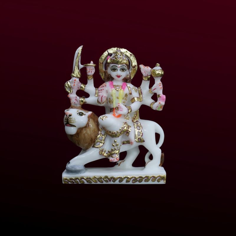 6 Inch Marble Durga Statue, For Worship, Temple, Interior Decor, Office, Home, Gifting, Packaging Type : Carton Box