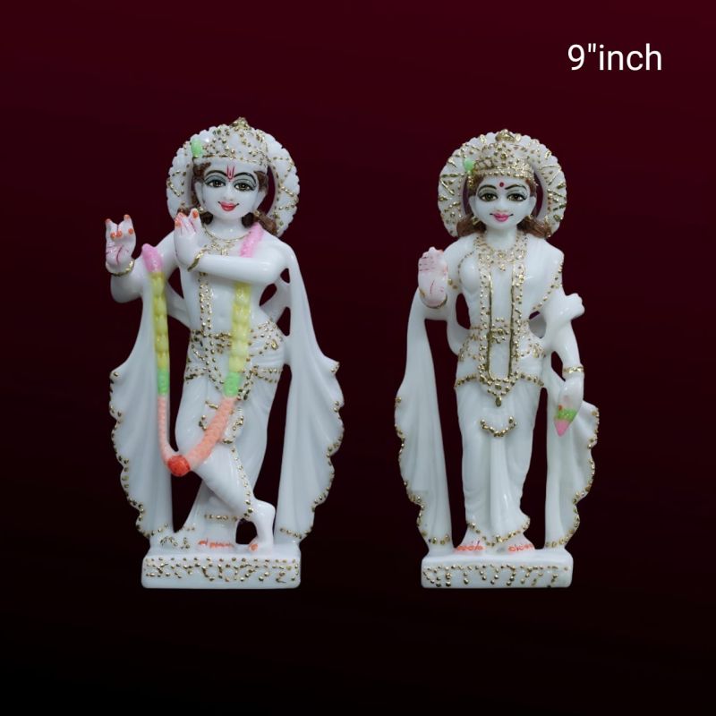 White 9 Inch Radha Krishna Statue, for Office, Home, Gifting, Garden, Religious Purpose