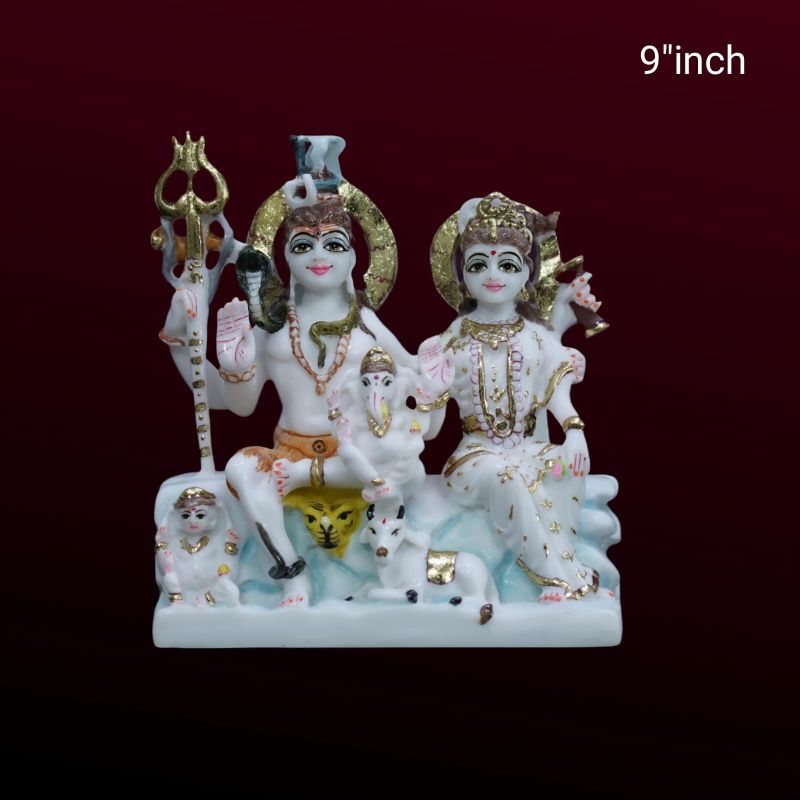 9 Inch Shiv Parivar Statue, For Interior Decor, Office, Home, Gifting, Garden, Religious Purpose