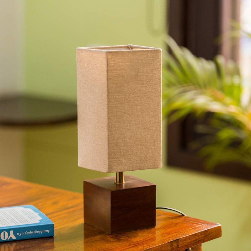 Linen Fibre Mango Wood Table Lamp, for Lighting, Decoration, Specialities : Shocked Proof, Fine Finished