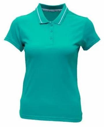 Plain Cotton Ladies Office T Shirt, Collar Type : Polo