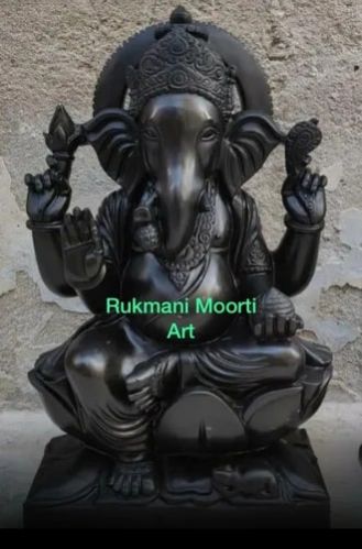 Black Marble Ganesh Statue, Packaging Type : Wooden Box
