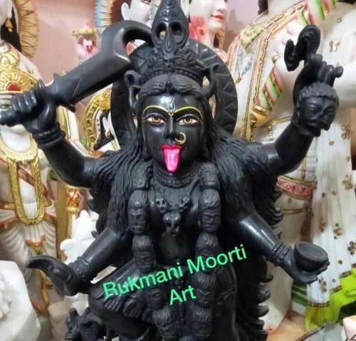 Black Marble Kali Mata Statue, for Temple, Pattern : Carved