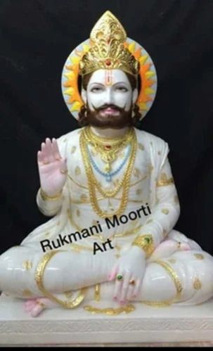 Makrana Marble Baba Ramdev Statue, for Worship, Packaging Type : Wooden Box