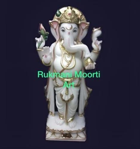 Marble Standing Ganesh Statue, for Worship, Packaging Type : Thermocol Box