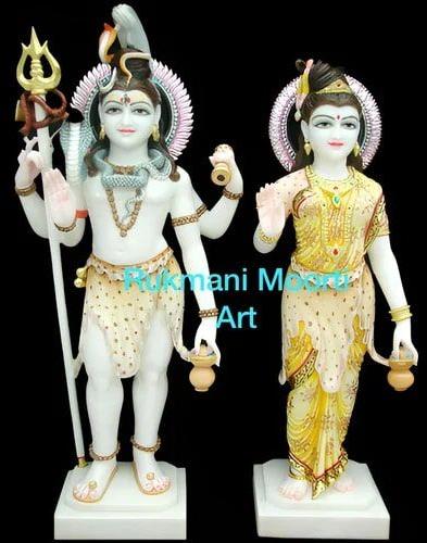 Marble Standing Shiv Parvati Statue, for Worship