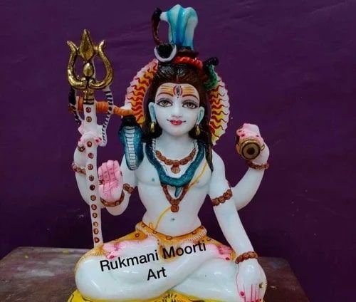 Painted Marble Shiva Statue, Color : Multicolor