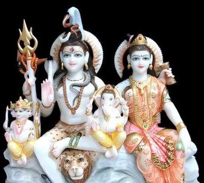 Temple Marble Shiv Parivar Statue, for Worship, Pattern : Carved