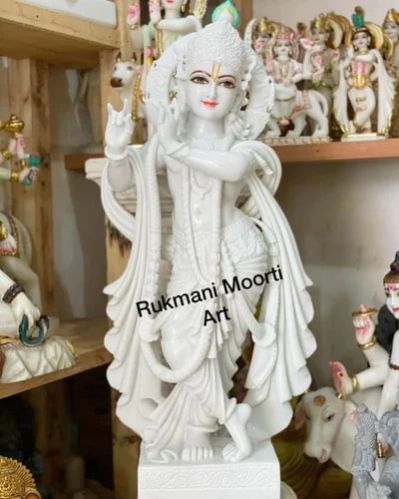 Vietnam Marble Krishna Statue, for Worship, Packaging Type : Wooden Box