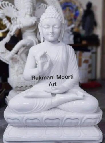 White Marble Buddha Statue, for Worship, Packaging Type : Wooden Box