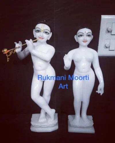 White Marble Iskcon Radha Krishna Statue